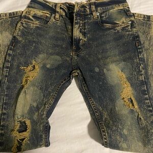 Distressed Blue Jeans